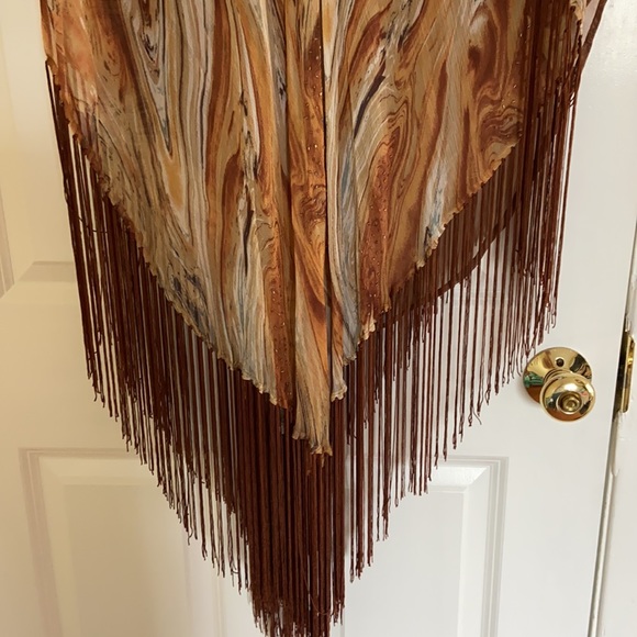 Camilla Kaftan in Caramel Swirl Print and Fringe - Picture 3 of 8